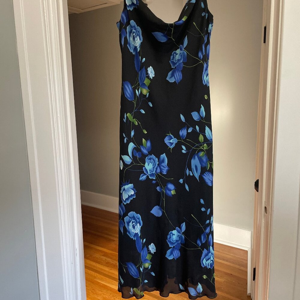 Vintage FMX & Co Speghetti Strap Black Floral Summer Dress